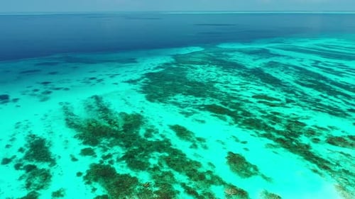 Aerial above sky of luxury coastline beach time by blue green sea and white sand background of a pic