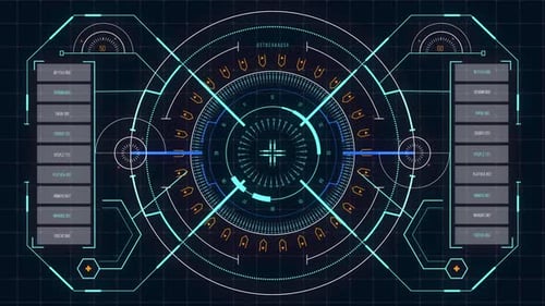 Animation der auf einem Bildschirm analysierten Makro-Coronavirus-Covid-19-Zelle mit medizinischen Informationen