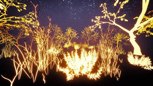 Jardim noturno brilhante de néon