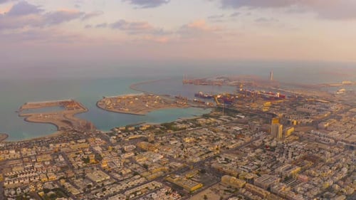 Aerial view of container cargo ship in the export and import business and logistics
