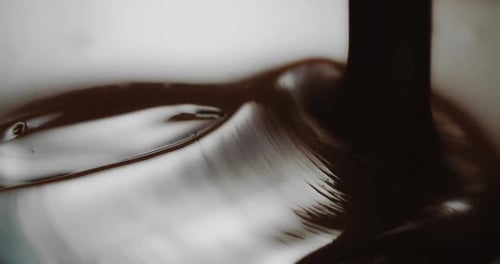 Dark Chocolate Pouring, Close Up Food Shot