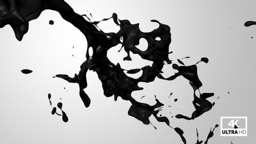 Dynamic Black Liquid Splashes Alpha Channel Animation