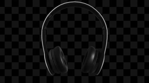 3D Headphones Rotate Loop Animation on Transparent Background