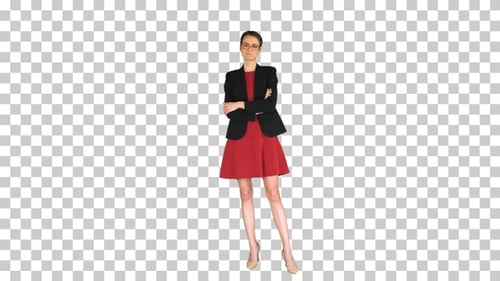 Young Fashionable Woman with Folded Hand, Alpha Channel