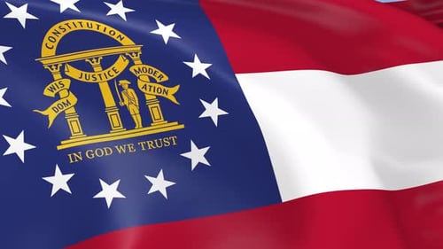 Waving Georgia State Flag Realistic Animation