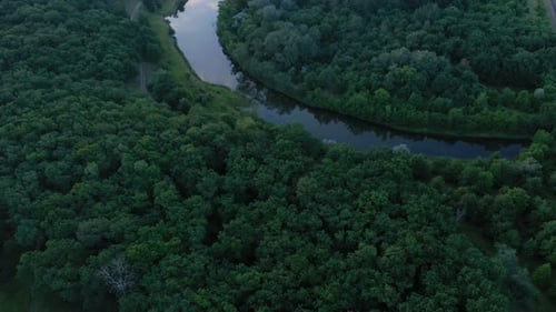Aerial View Of Forest With The River And Lakes 7