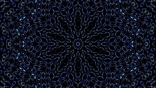 Abstract Blue Glowing Kaleidoscope Mandala Pattern