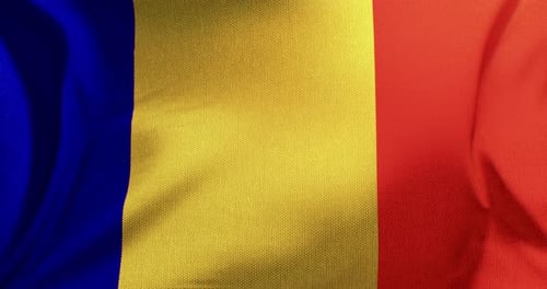 Waving Romanian Flag with Realistic Fabric Texture