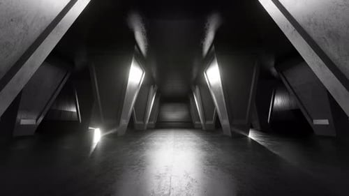 Dark Concrete Tunnel Flythrough with Dynamic Lights Background