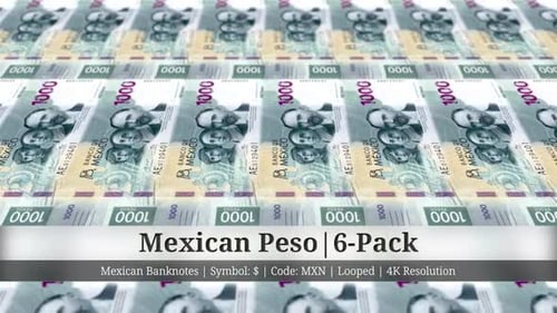 Mexican Peso | Mexico Currency - 6 Pack | 4K Resolution | Looped