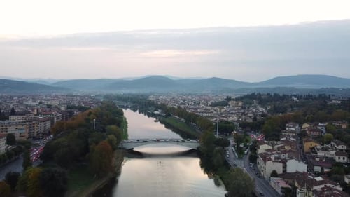 Florence by Arno River Aerial View