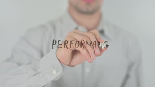 Man Writes Performance on Transparent Surface