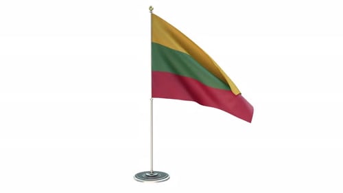 Waving Flag of Lithuania on White Background