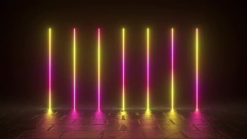 Vertikale leuchtende Linien Ultraviolettes Spektrum Orange Neonlichter Lasershow Nachtclub Equalizer