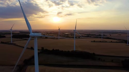 The wind turbine is not spinning. energy producing wind turbines.