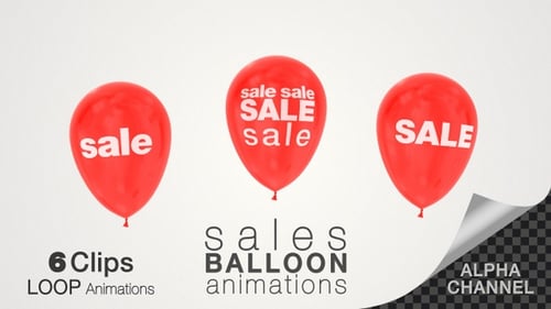 Animated 3D Red Sale Balloons Pack