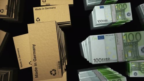 Made in Germany box and Euro money pack loop 3d