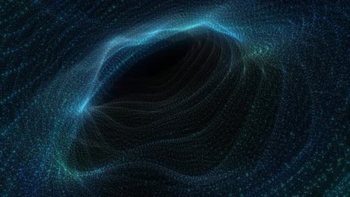 Abstract Animated Particle Tunnel, Digital Data Tunnel Motion Background, Glittering Glowing Particl
