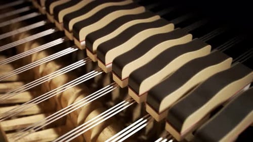Piano Hammers Striking Strings Animated Background Loop