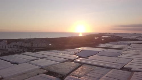 vue aérienne d'une serre agricole moderne