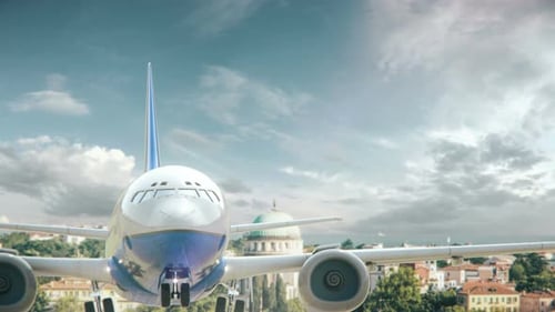 Airplane Take Off Venice Italy