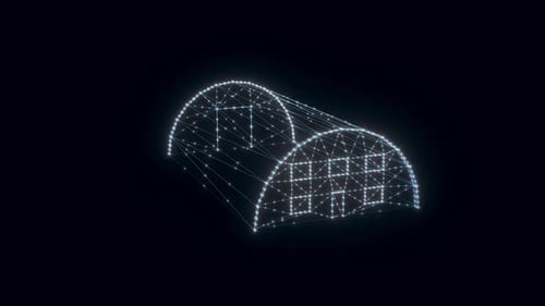 Futuristic Wireframe Grid Tunnel Rotating Seamlessly