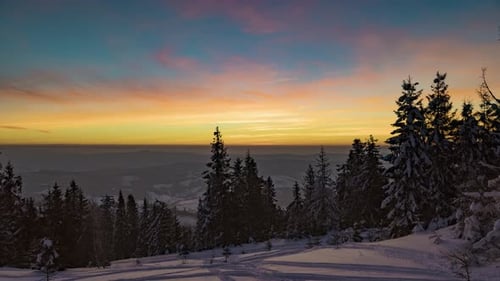 View in Sunrise Winter Mountain Timelapse