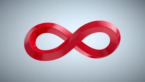 Infinity red sign on grey background