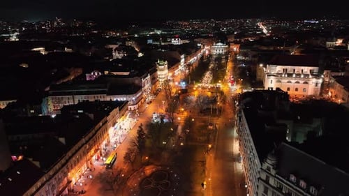 Night Big City in Europe