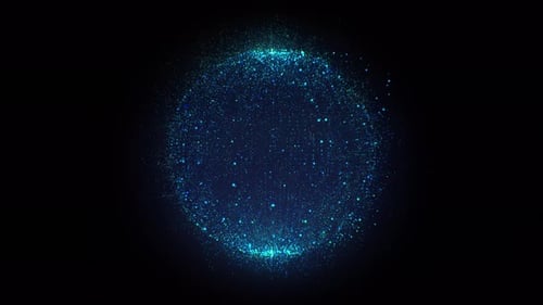 Abstract blue sphere 3D animation. Artificial intelligence