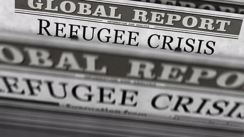 Flüchtlingskrise und humanitäre Hilfe Zeitungsdruckerei