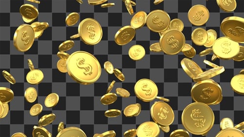 Seamless Falling Golden Coins Loop Overlay