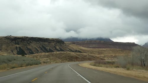 Road Trip Driving Auto in Zion Canyon Utah USA