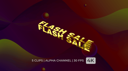 Animated 3D Golden Flash Sale Text Pack with Alpha Channel