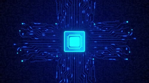 Futuristische HUD Security-Prozessoreinheit auf der Leiterplattentechnologie