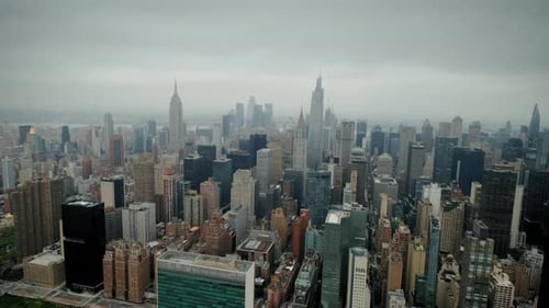 Aerial View of Manhattan Financial District New York USA