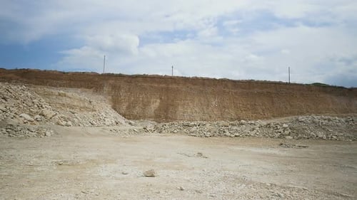 A Large Panorama of the Stone Quarry. View of Opencast Mining Quarry with Lots