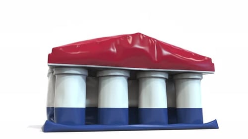 Animated Inflatable Government Building with Flag Colors