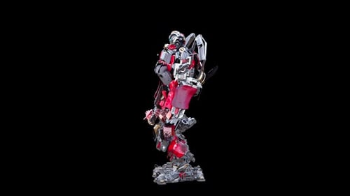 Animated 3D Futuristic Robot Stomping Loop with Alpha Channel