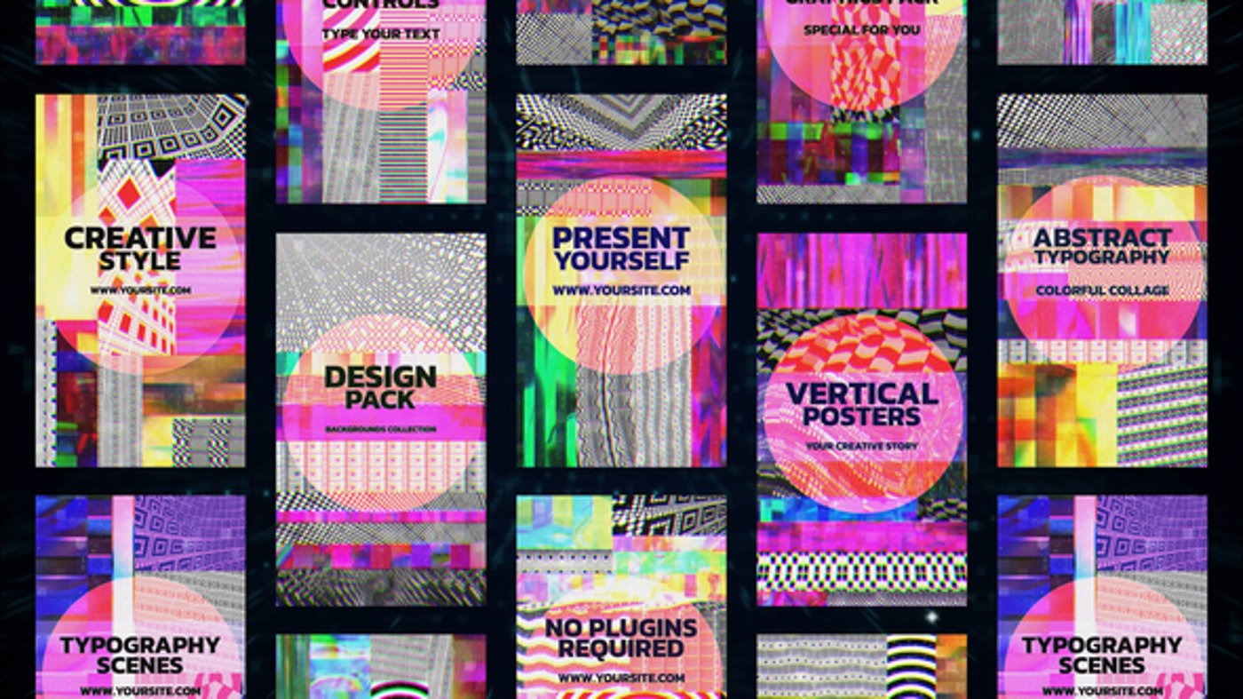 Dynamic Glitch Abstract Motion Graphics with Colorful Collages, Video ...