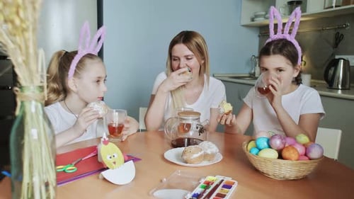 Family Celebrates Easter with Cupcakes and Crafts