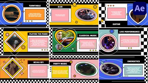 Dynamic Music Scenes Template with Retro Graphic Design