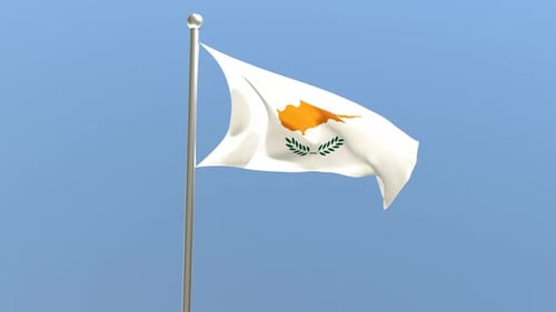 Waving Flag of Cyprus on a Blue Sky