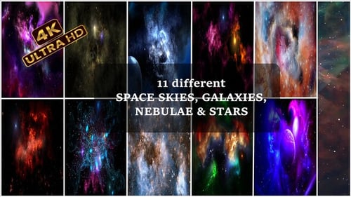 Um pacote completo de 11 espaços astrológicos diferentes, céu, nebulosas, galáxias e estrelas