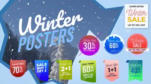 Dynamic Winter Sale Tags and Promotional Graphics