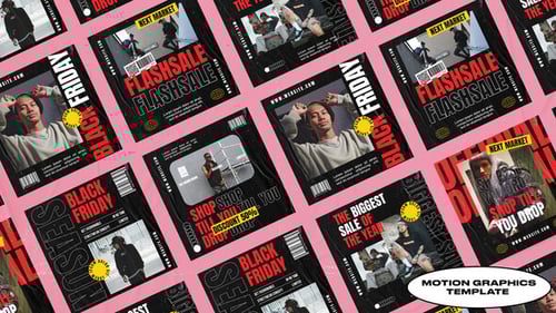 Dynamic Fashion Sale Instagram Posts with Grunge Glitch Effects