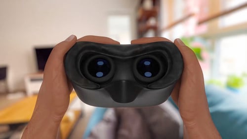 Gafas de realidad virtual: animación POV de cómo ponérselas, maqueta con fácil reemplazo de marcadores