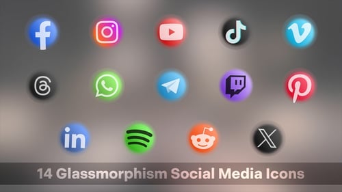 Glassmorphism Social Media Icons