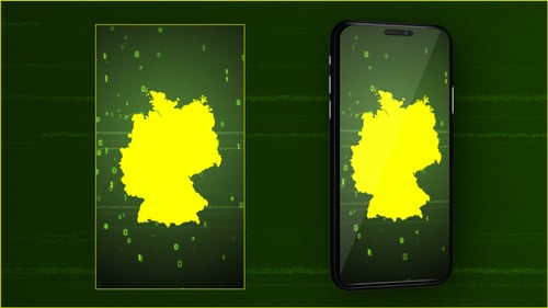 Digital Map of Germany Reveal with Binary Code Data