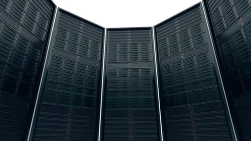 Vue de l'intérieur de la grande construction circulaire des serveurs de données. Bouclable.
HD